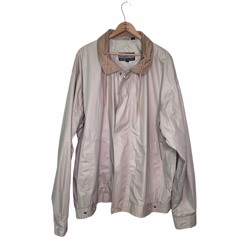 Members Only Mariner Jacket Mens XXT Beige Bomber Windbreaker Basic Zip Up Snap